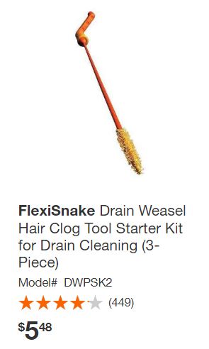 Drain Weasel Hair Clog Tool Starter Kit for Drain Cleaning (3-Piece)